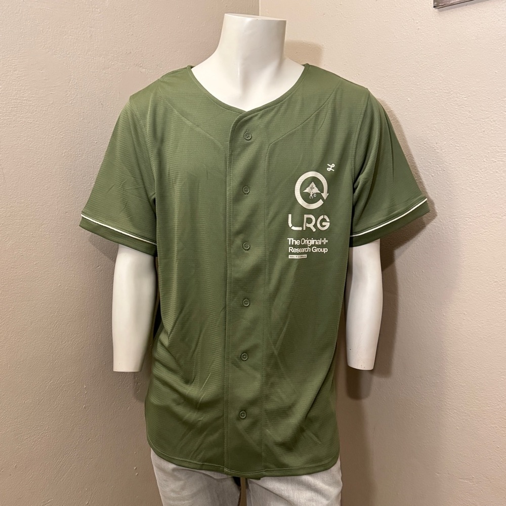 LRG Men’s Green Baseball Jersey Shirt Size Large The Original Research Group New